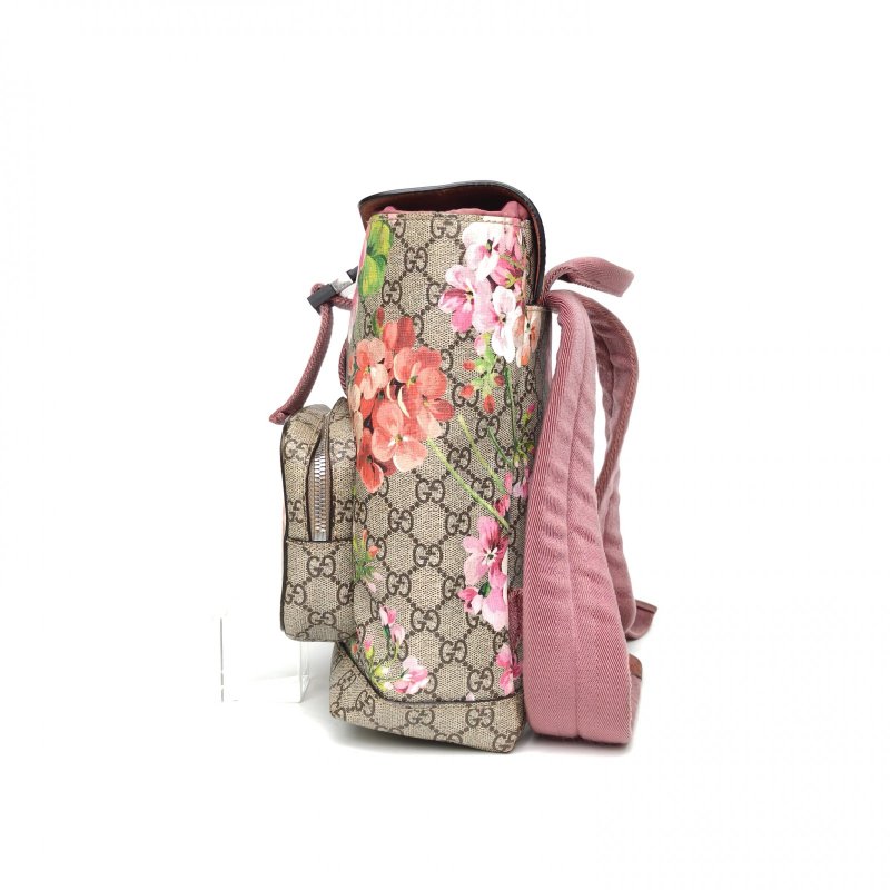 GUCCI 老花PVC天竺葵花卉印花雙肩包肩背包-1