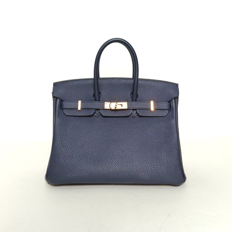 HERMES Birkin252Z午夜藍Togo皮D刻金扣肩背包-0