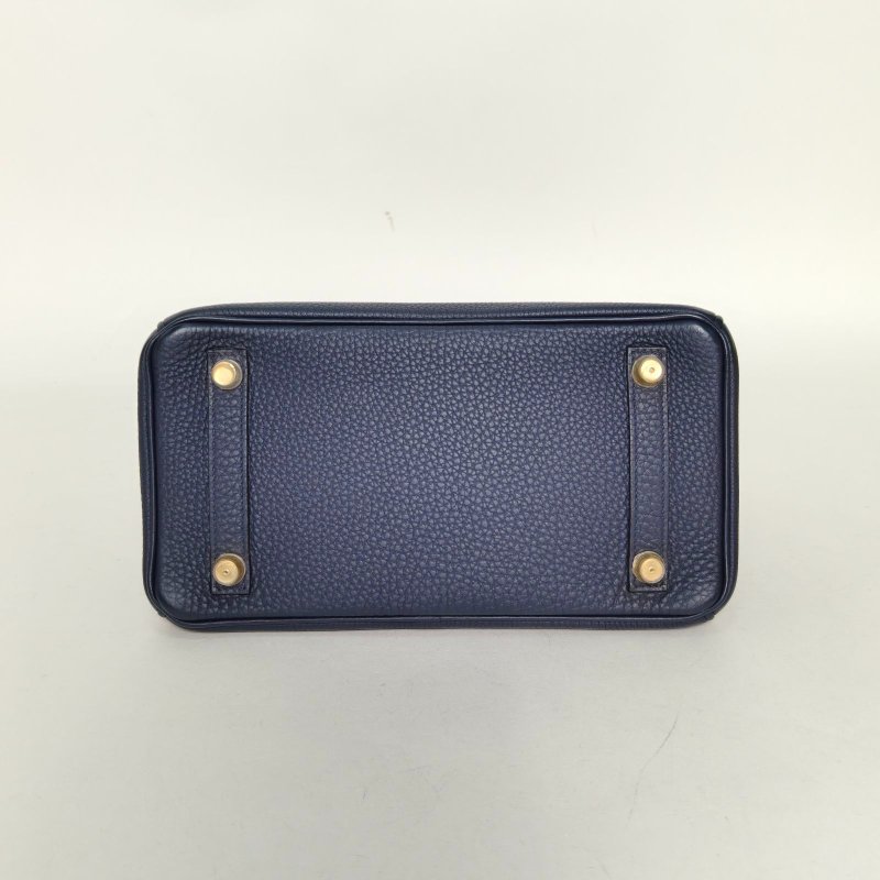 HERMES Birkin252Z午夜藍Togo皮D刻金扣肩背包-4
