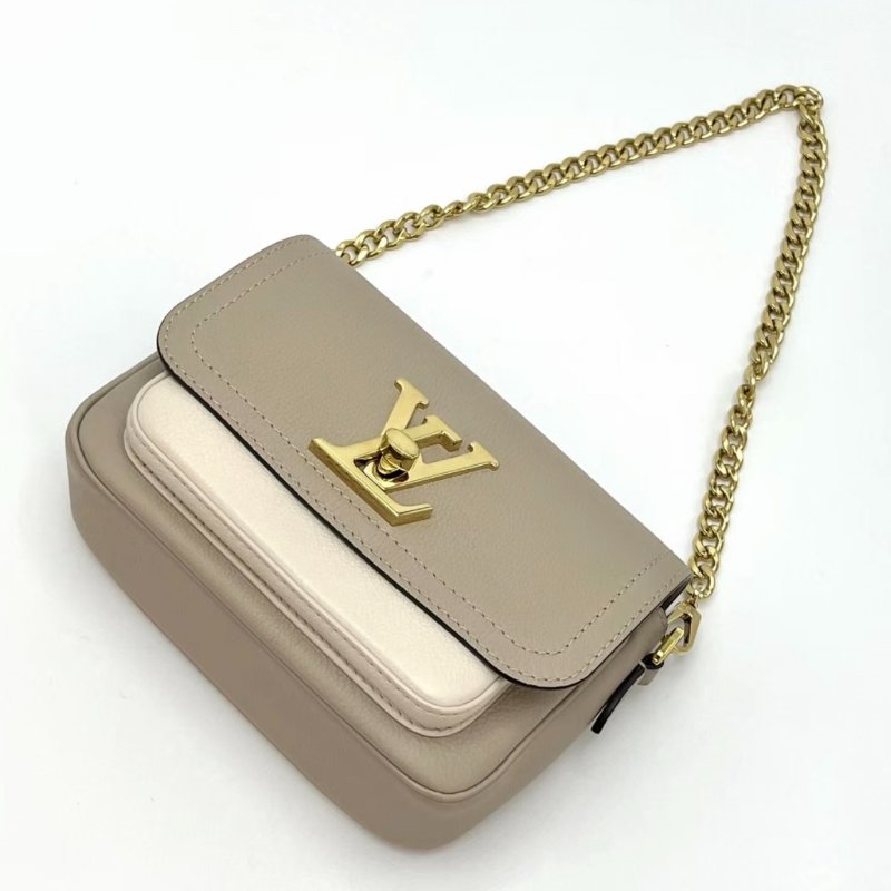 LV Lockme Tender系列拼色金扣肩背斜背包19*14*7 98新配件塵袋-3