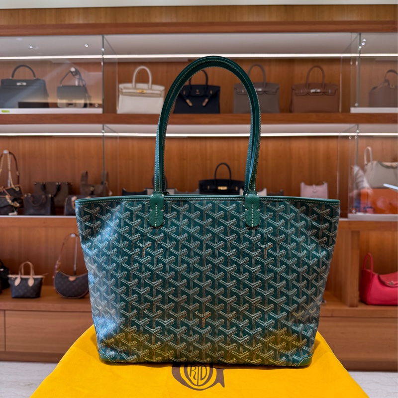 【Goyard 經典升級版托特｜日用輕奢首選】Artois PM 手提包｜翡翠綠 經典老花防潑水帆布-0