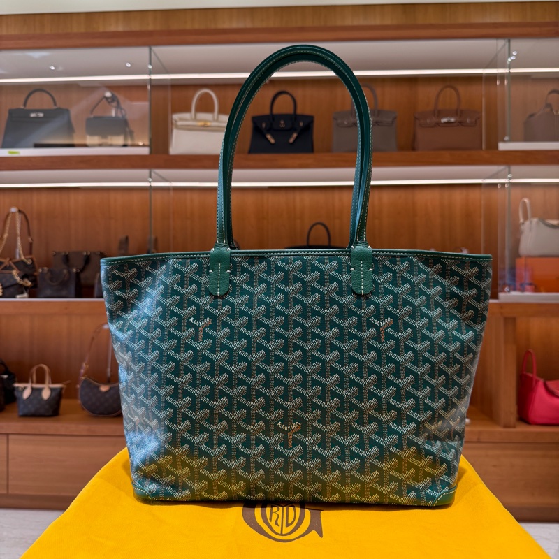 【Goyard 經典升級版托特｜日用輕奢首選】Artois PM 手提包｜翡翠綠 經典老花防潑水帆布-1