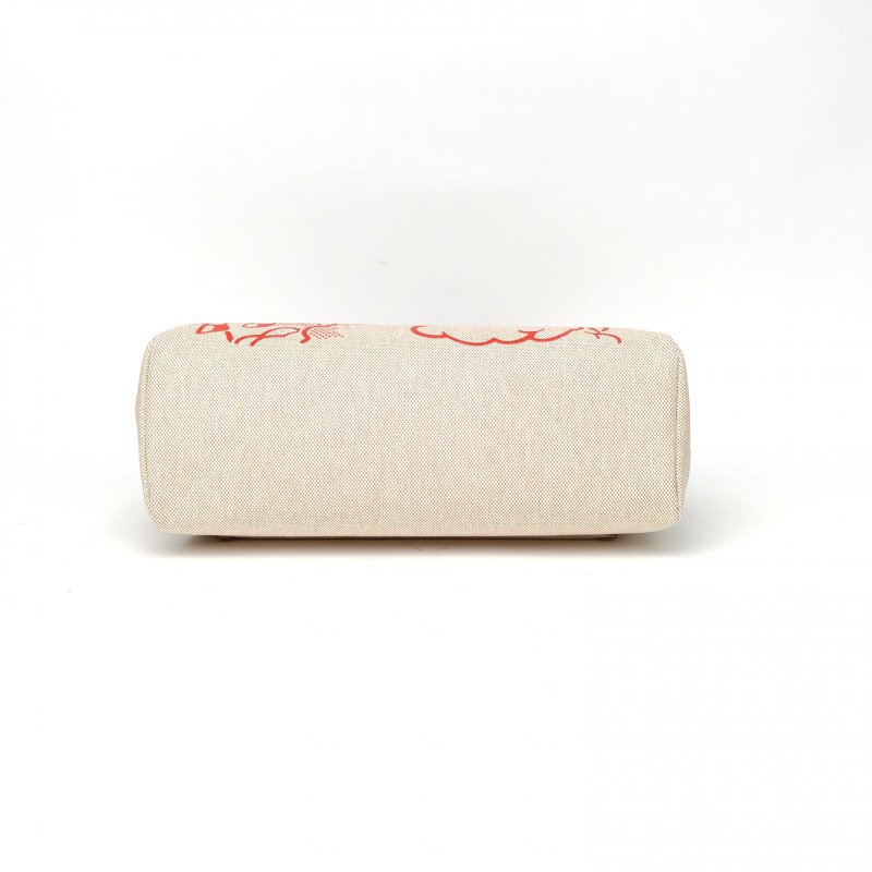 HERMES HerbagZip31紅飛馬手提包14米色帆布Z刻銀扣肩背包-4