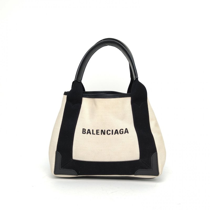 BALENCIAGA NAVYCABAS沙灘包XS黑白帆布肩背包-0