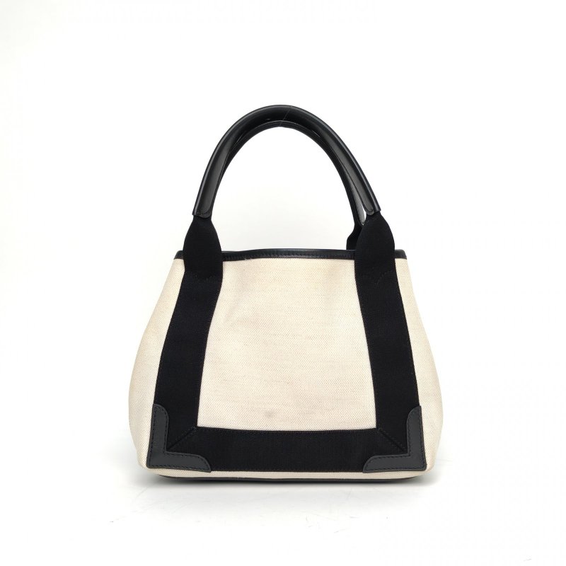 BALENCIAGA NAVYCABAS沙灘包XS黑白帆布肩背包-2