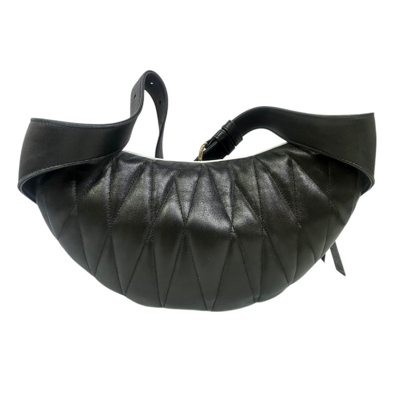 【美收精品】MIUMIU黑綠色皮革腰包 4-610-6