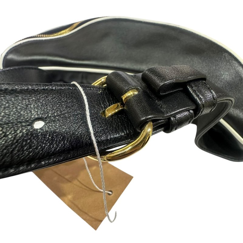 【美收精品】MIUMIU黑綠色皮革腰包 4-610-10