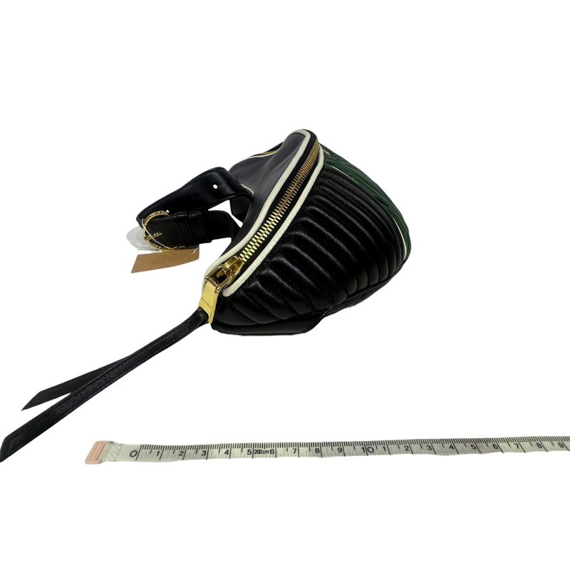 【美收精品】MIUMIU黑綠色皮革腰包 4-610-14