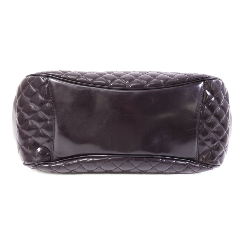 CHANEL 漆皮皮革Chain Shoulder Bag銀扣鏈帶手挽肩背兩用袋-3