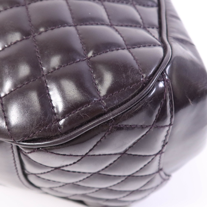 CHANEL 漆皮皮革Chain Shoulder Bag銀扣鏈帶手挽肩背兩用袋-7