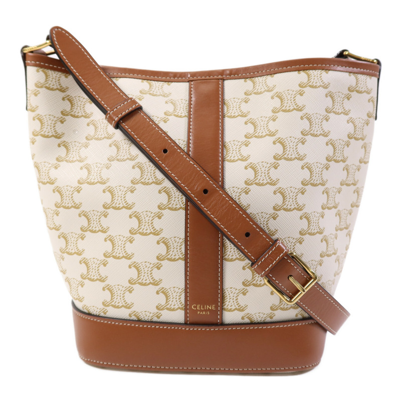 CELINE 塗層帆布Triomphe Bucket金扣肩背袋-0