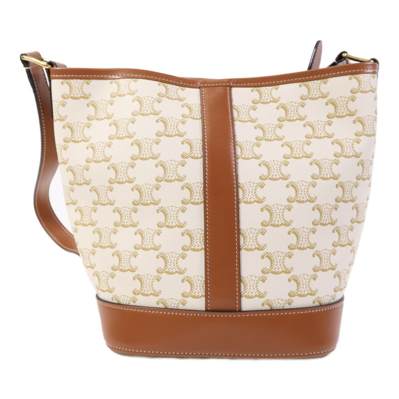 CELINE 塗層帆布Triomphe Bucket金扣肩背袋-1