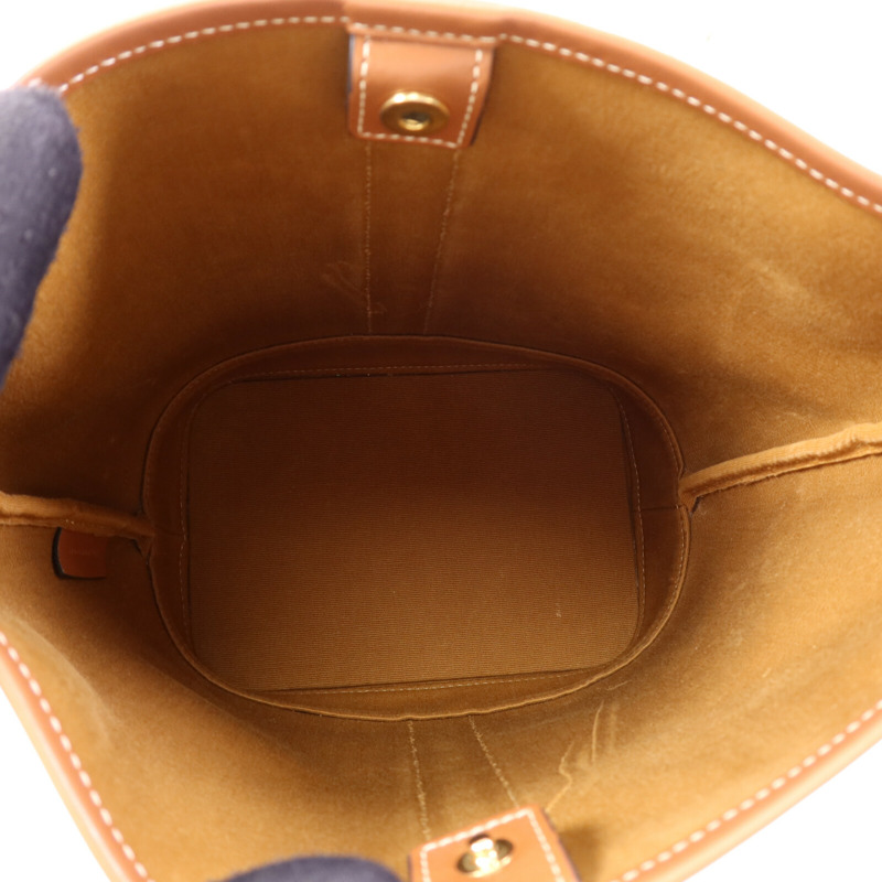 CELINE 塗層帆布Triomphe Bucket金扣肩背袋-4