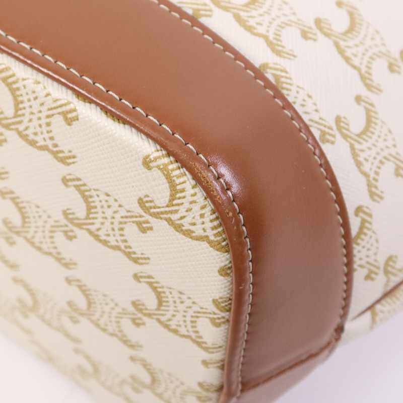 CELINE 塗層帆布Triomphe Bucket金扣肩背袋-7