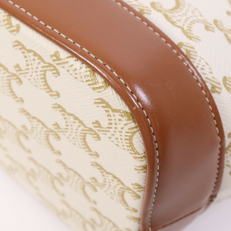 CELINE 塗層帆布Triomphe Bucket金扣肩背袋-9