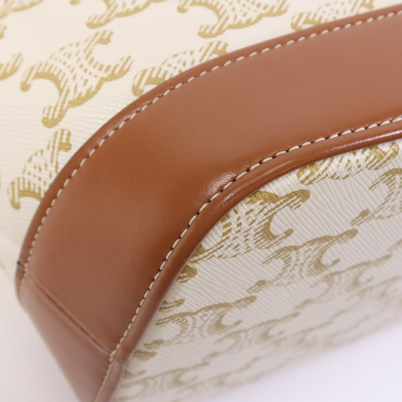 CELINE 塗層帆布Triomphe Bucket金扣肩背袋-10