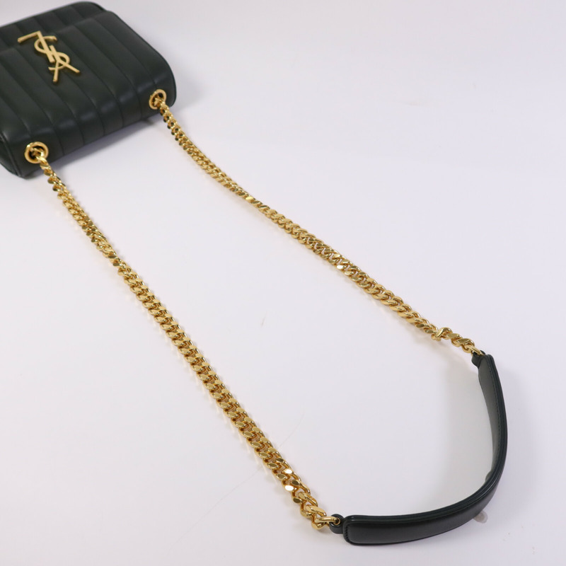 YVES SAINT LAURENT 羊皮皮革Vicky金扣鏈帶肩背袋-7