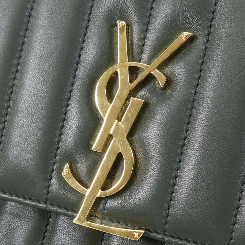 YVES SAINT LAURENT 羊皮皮革Vicky金扣鏈帶肩背袋-13