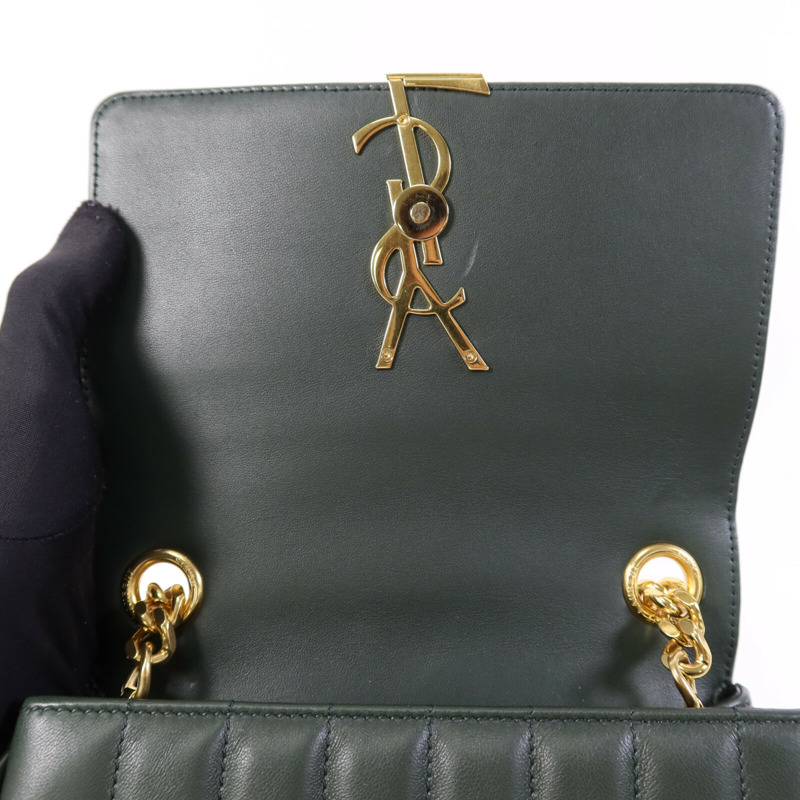 YVES SAINT LAURENT 羊皮皮革Vicky金扣鏈帶肩背袋-14