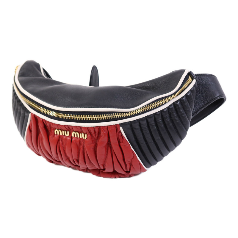 Miu Miu 牛皮皮革Rider Waist Bag金扣腰包-2
