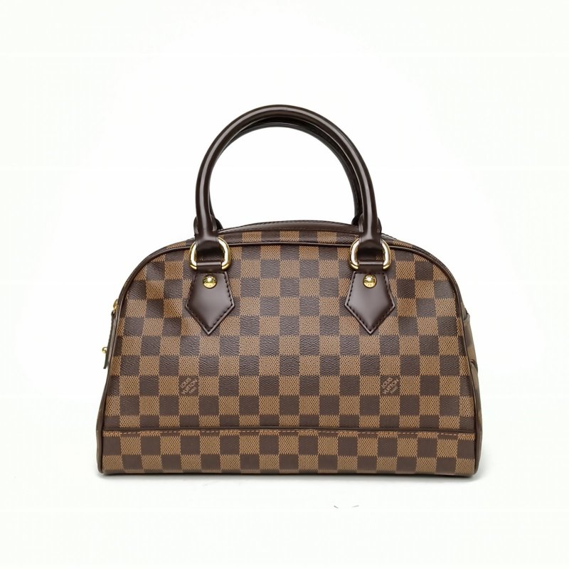 LOUIS VUITTON 棕色棋盤格PVC2007中古Duomo保齡球包元寶包肩背包-0