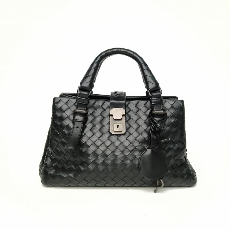 BOTTEGA VENETA ROMA羅馬包Mini26黑色牛皮鎢鋼扣肩背包-0