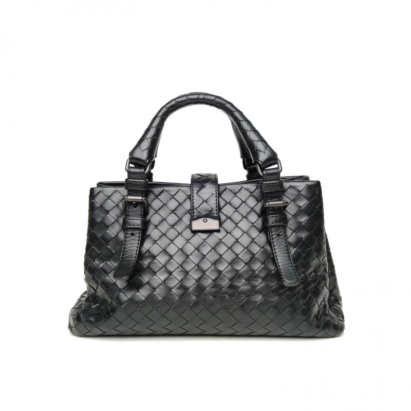 BOTTEGA VENETA ROMA羅馬包Mini26黑色牛皮鎢鋼扣肩背包-2