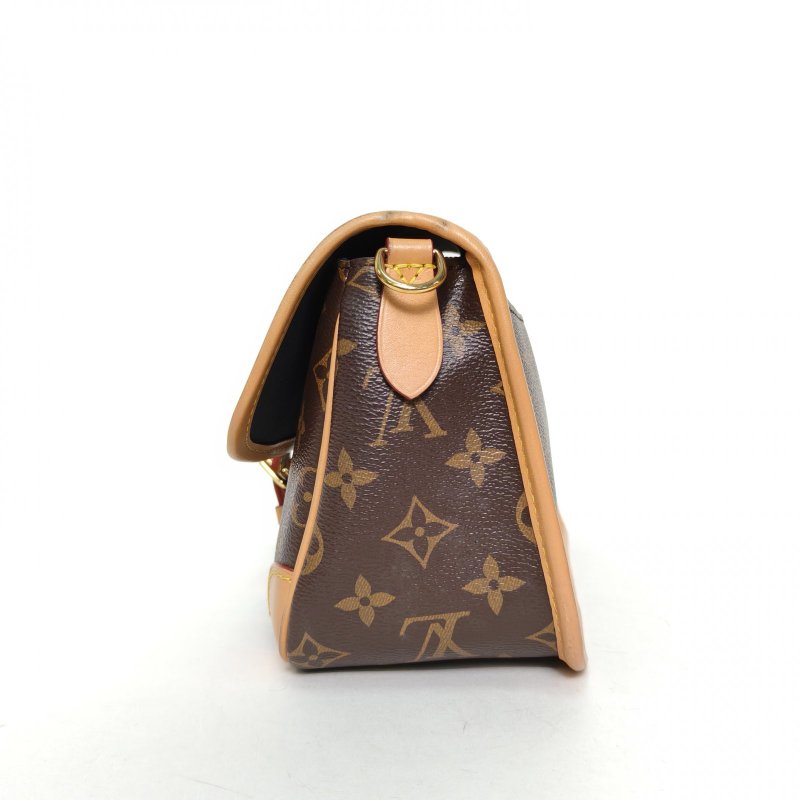 LOUIS VUITTON Diane法棍包24可拆卸黑紫寬肩帶老花PVC晶片肩背包-1
