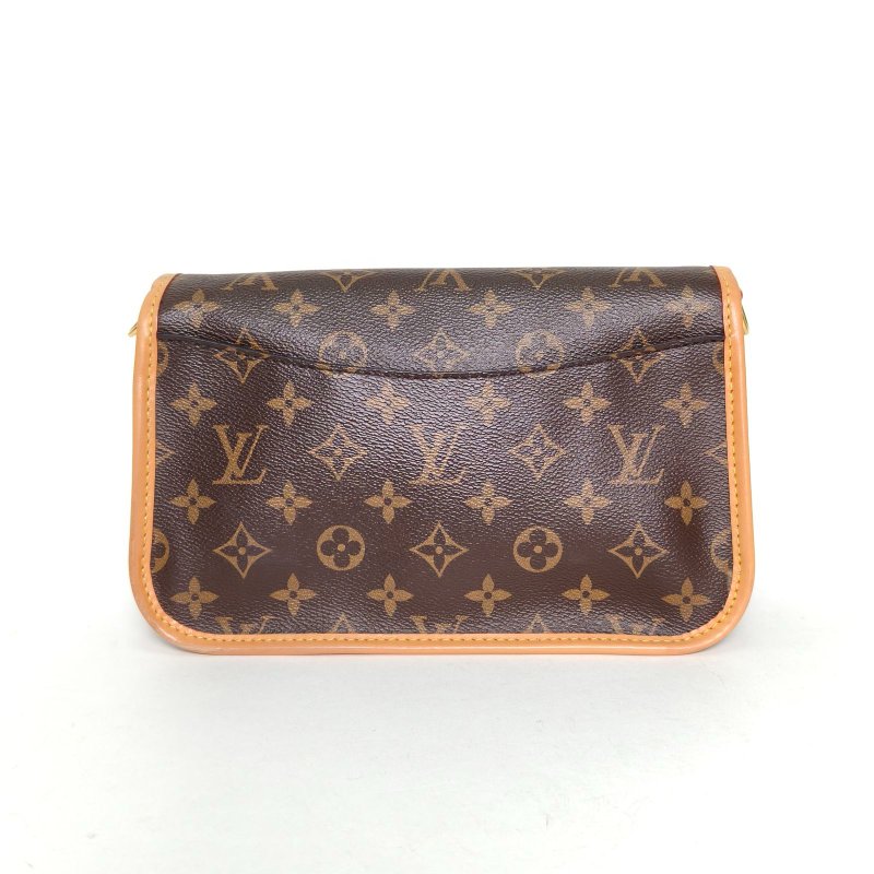 LOUIS VUITTON Diane法棍包24可拆卸黑紫寬肩帶老花PVC晶片肩背包-2