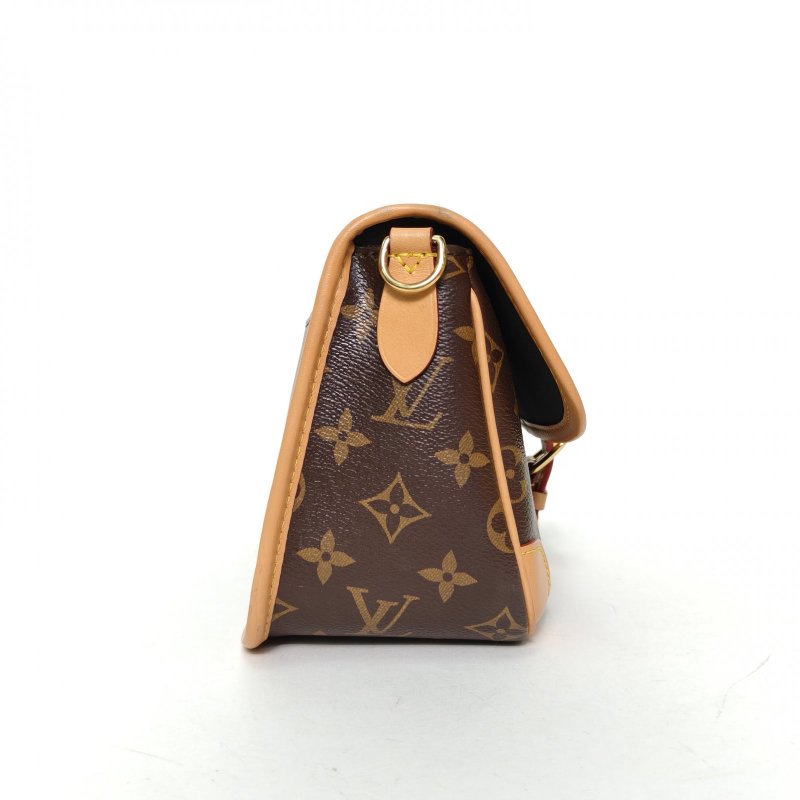 LOUIS VUITTON Diane法棍包24可拆卸黑紫寬肩帶老花PVC晶片肩背包-3