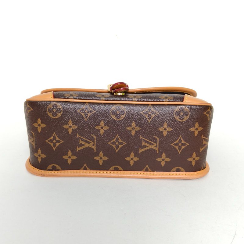LOUIS VUITTON Diane法棍包24可拆卸黑紫寬肩帶老花PVC晶片肩背包-4