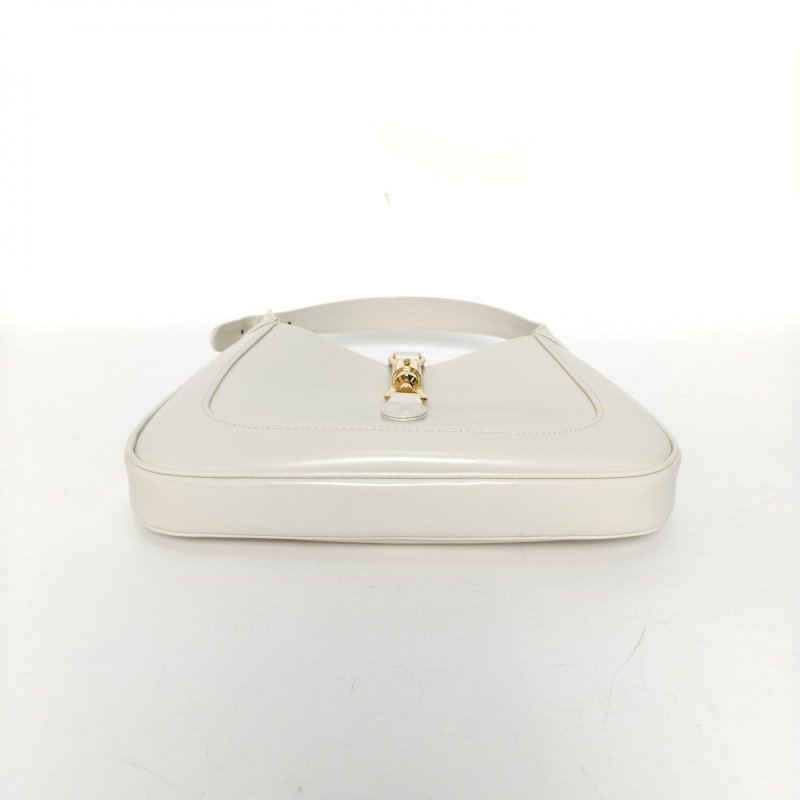 GUCCI Jackie1961小號白色牛皮金扣肩背包-4