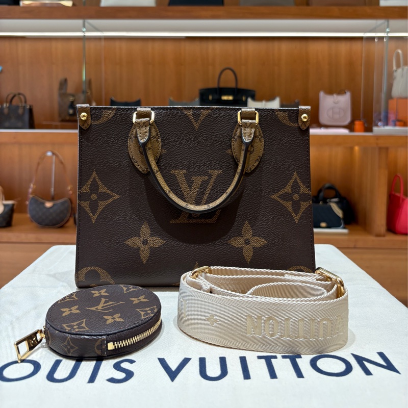 【時髦選擇】Louis Vuitton On The Go PM 手提/肩背包｜Monogram 雙色拼接｜附原廠背帶＆零錢包配件-1