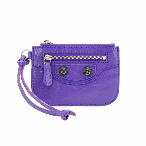 Balenciaga Le Cagole 小羊皮鉚釘拉鍊零錢包