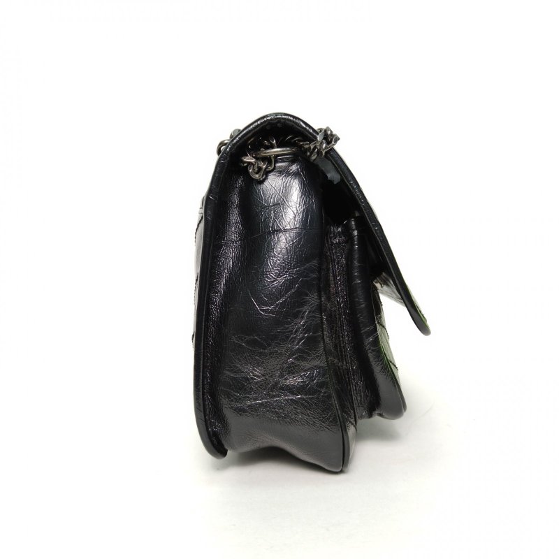 SAINT LAURENT NikiMini21D扣黑色牛皮黑扣肩背包-1