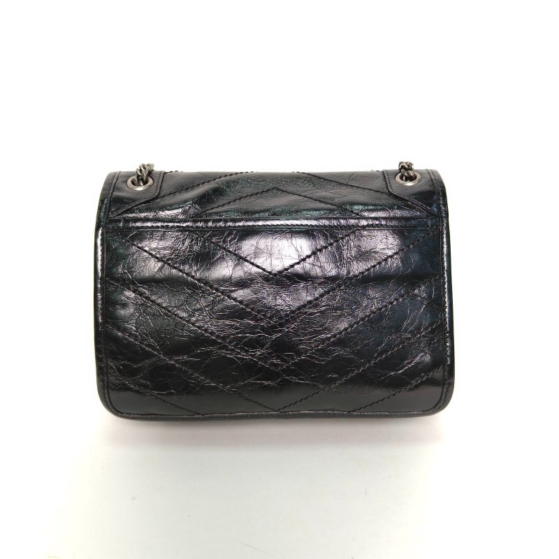 SAINT LAURENT NikiMini21D扣黑色牛皮黑扣肩背包-2