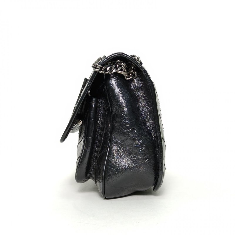 SAINT LAURENT NikiMini21D扣黑色牛皮黑扣肩背包-3