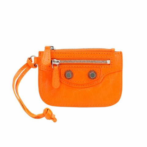 Balenciaga Le Cagole 小羊皮鉚釘拉鍊零錢包