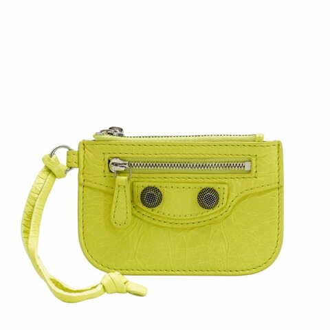Balenciaga Le Cagole 小羊皮鉚釘拉鍊零錢包