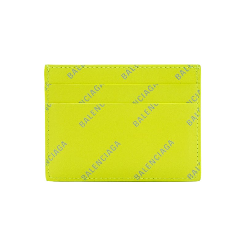 Balenciaga 展示品 滿版logo牛皮卡夾(螢光黃)-0