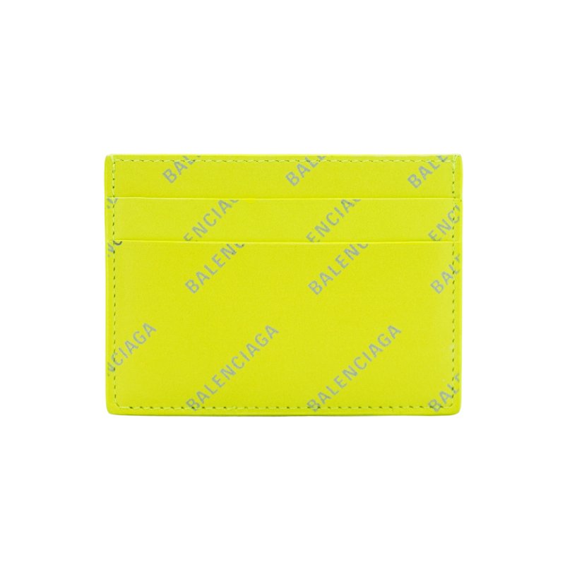 Balenciaga 展示品 滿版logo牛皮卡夾(螢光黃)-2
