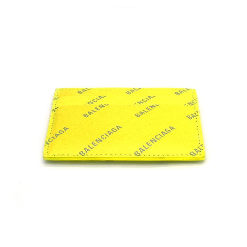 Balenciaga 展示品 滿版logo牛皮卡夾(螢光黃)-3