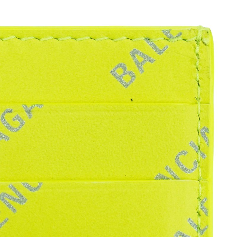 Balenciaga 展示品 滿版logo牛皮卡夾(螢光黃)-6