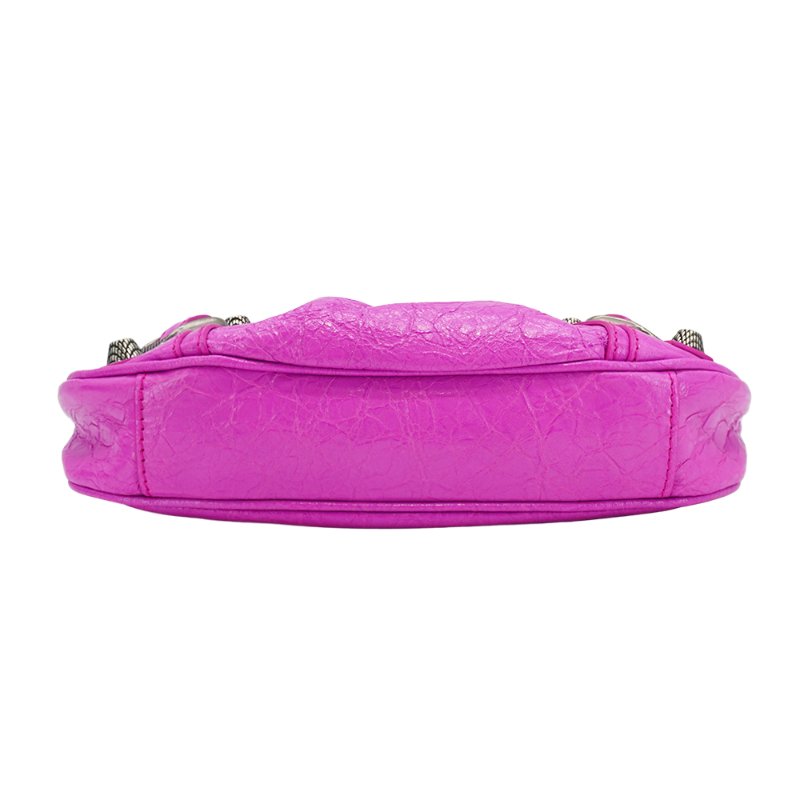 Balenciaga Le Cagole Mini 鞣製羊皮彎月二用包(695814-桃紅)-3