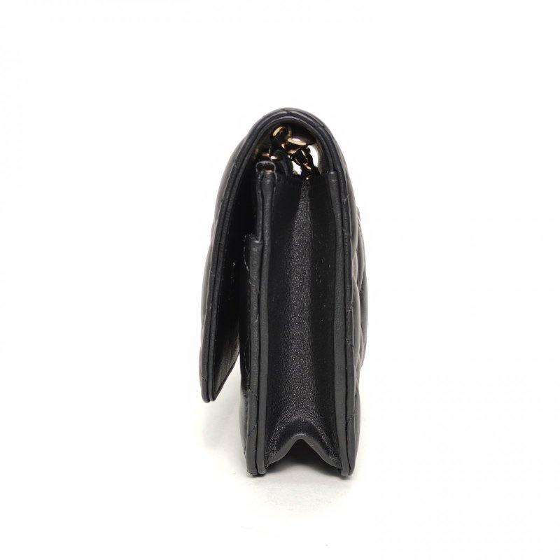 CHANEL CFWOC19黑色羊皮晶片開淺金扣足球調節扣肩帶肩背包-3