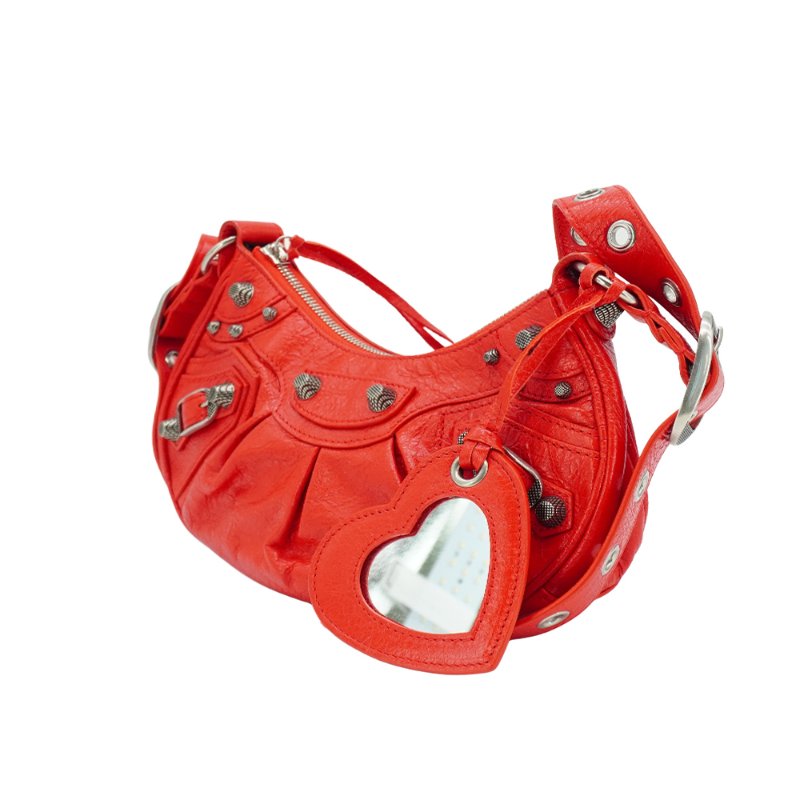 Balenciaga Le Cagole Mini 鞣製羊皮彎月二用包(695814-桃紅)-1