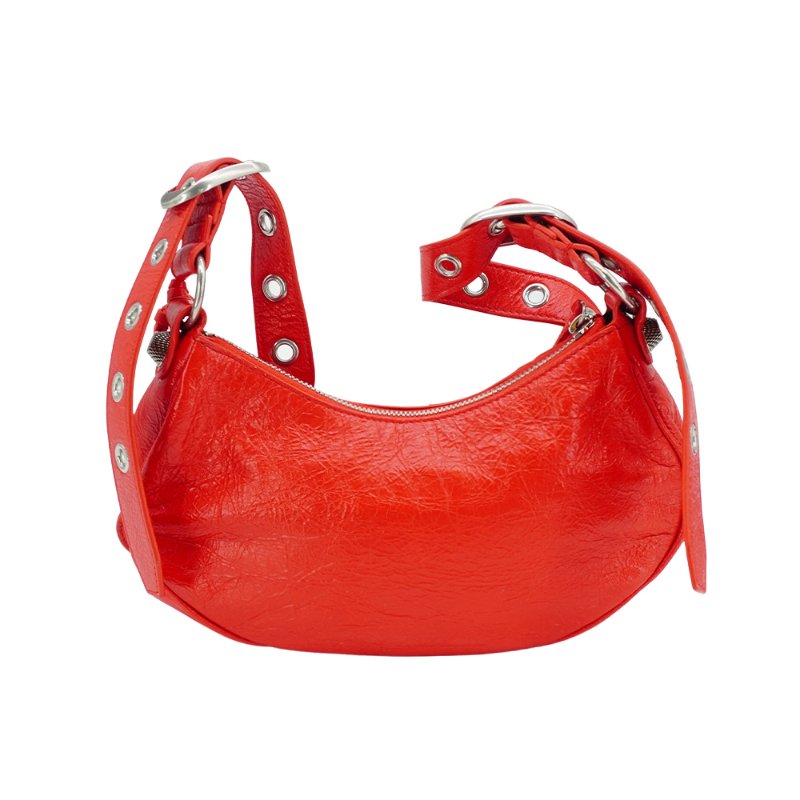 Balenciaga Le Cagole Mini 鞣製羊皮彎月二用包(695814-桃紅)-2