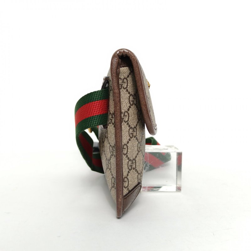 GUCCI NeoVintage虎頭腰包24烏木色PVC金扣肩背包-3