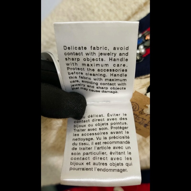 Gucci 藍紅藍邊彩珠釦米白毛呢外套-16