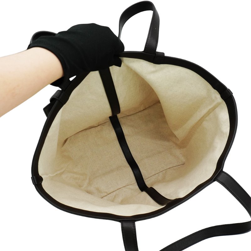 Bottega Veneta Flip Flap 編織皮革拚帆布手提托特包-中(754914-咖/米)-4